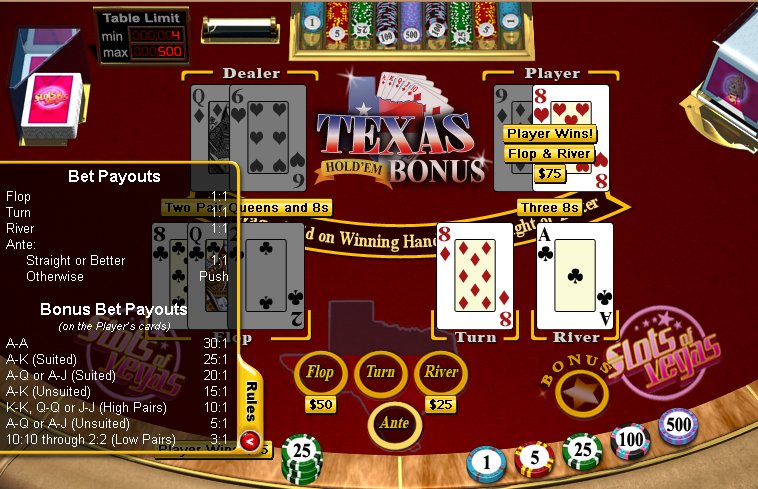 Texas Holdem Bonus Poker Table Games Game